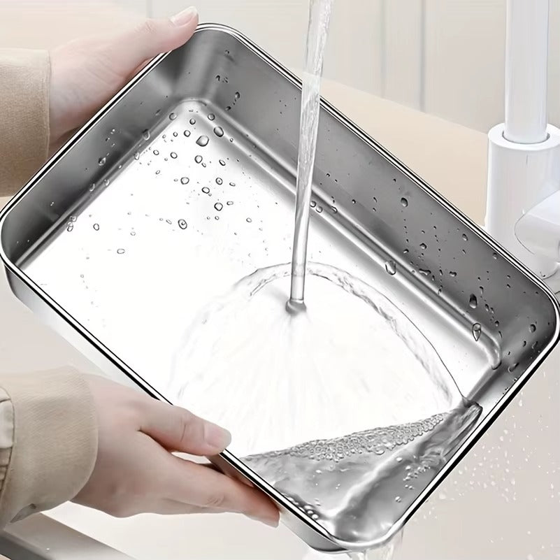 קופסת אחסון מנירוסטה עם מכסה – מלבנית